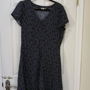 LOFT Navy Polka Dot Mini Dress